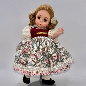 Madame Alexander Doll Gretl 390 from The Sound of Music in Burgundy Floral Dress